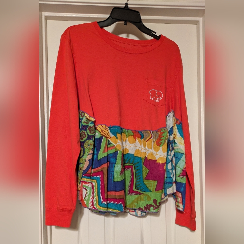 Upcycled Ivory Ella Red Organic Cotton Top